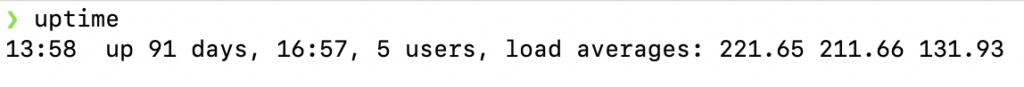 a screenshot of a terminal showing a long-term system load of over 200